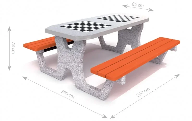 Doppelspietisch aus Beton Schachspiel