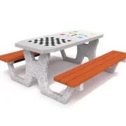 Doppelspieltisch aus Beton Schach/Ludo