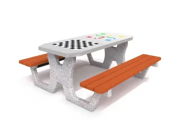 Doppelspieltisch aus Beton Schach/Ludo