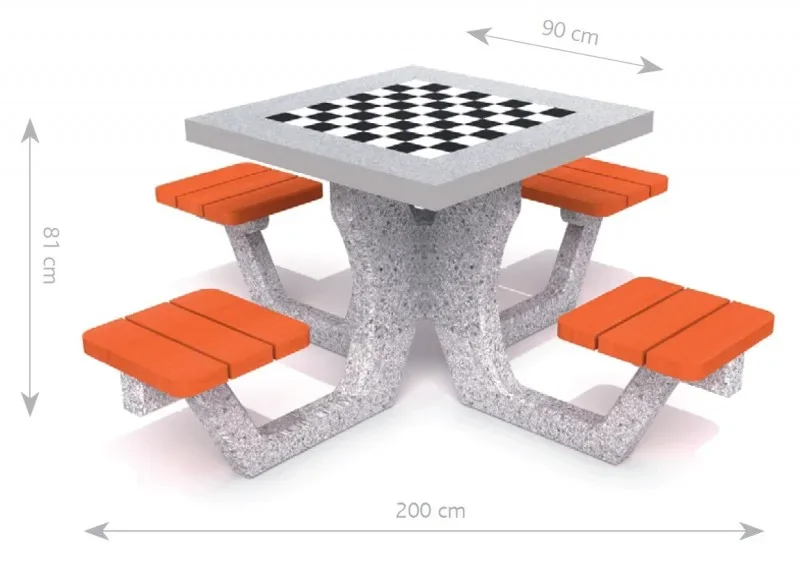 Spieltisch aus Beton Schachspiel